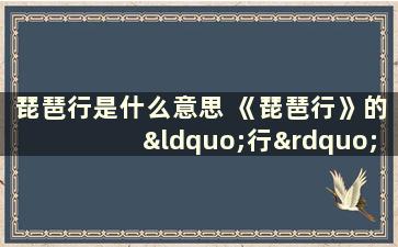 琵琶行是什么意思 《琵琶行》的“行”是什么意思